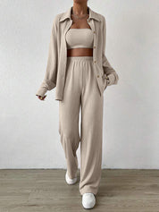 Ensemble loungewear femme – ensemble deux pièces avec top ample & pantalon large