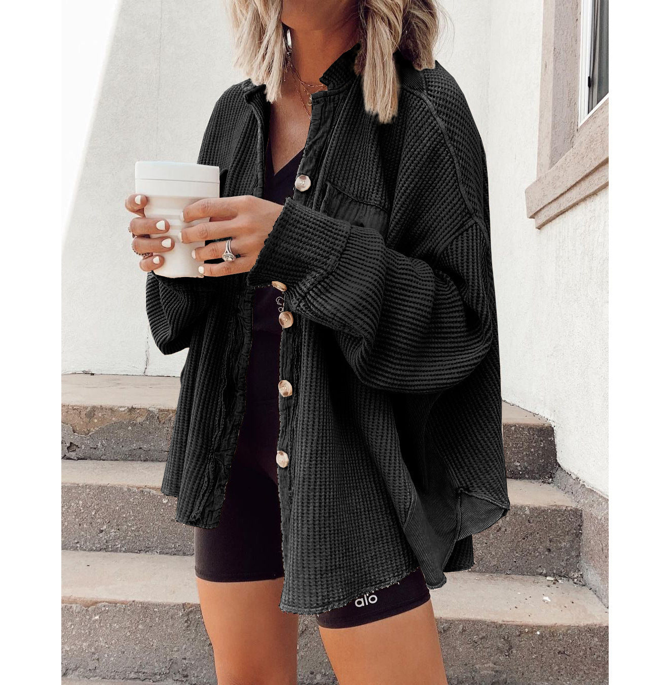 Veste femme Heidi – manteau oversize à texture gaufrée & doublure chaude pour l’hiver
