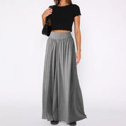 Pantalon femme en jersey – taille haute à jambes larges et coupe confortable