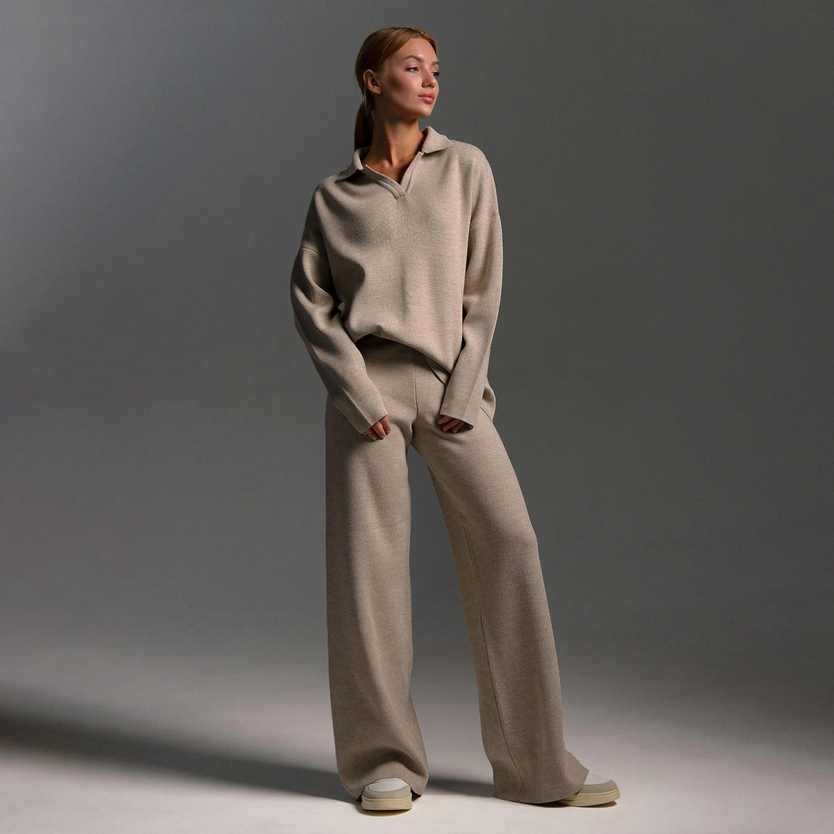 Ensemble loungewear femme – Set en maille avec pull oversize & pantalon large | Jules Jij