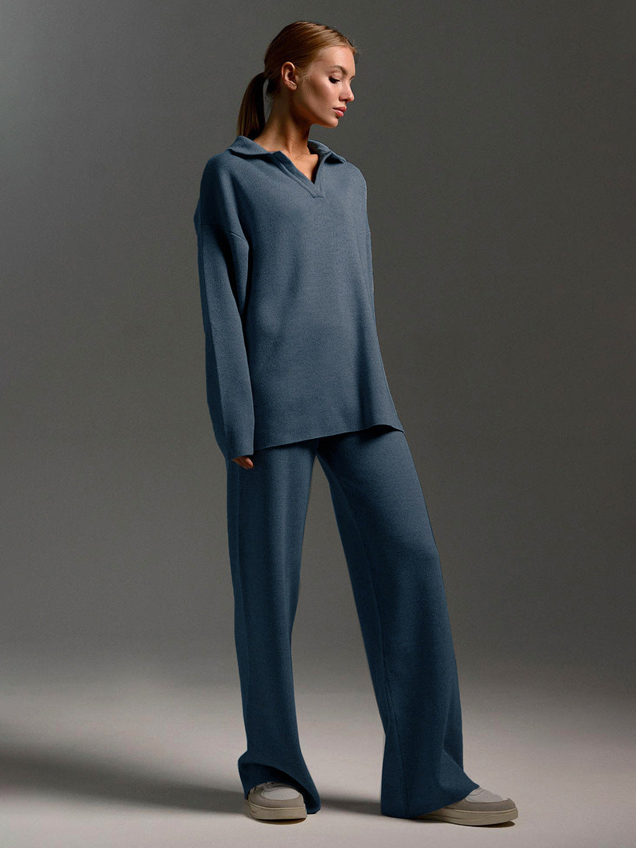 SEMNA Cozy Lounge Set femme – ensemble comfy ivoire col & pantalon wide-leg