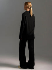 SEMNA Cozy Lounge Set femme – ensemble comfy ivoire col & pantalon wide-leg