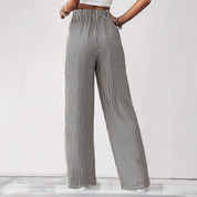 Pantalon femme à rayures – pantalon large avec taille élastique & poches latérales