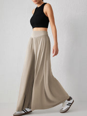 Pantalon femme en jersey – taille haute à jambes larges et coupe confortable