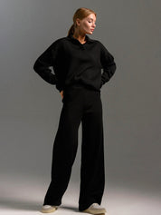 SEMNA Cozy Lounge Set femme – ensemble comfy ivoire col & pantalon wide-leg