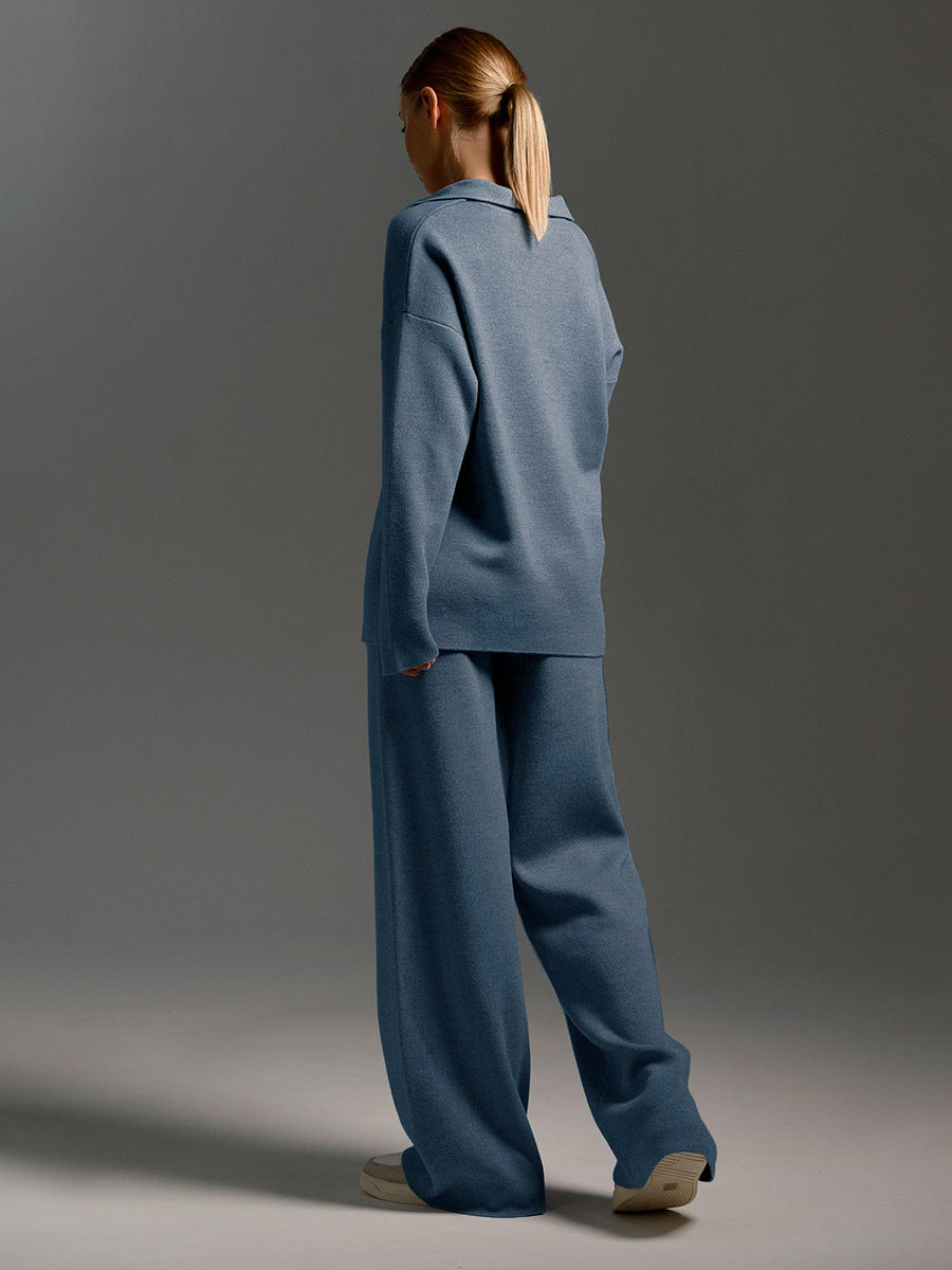 SEMNA Cozy Lounge Set femme – ensemble comfy ivoire col & pantalon wide-leg
