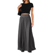 Pantalon femme en jersey – taille haute à jambes larges et coupe confortable