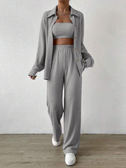 Ensemble loungewear femme – ensemble deux pièces avec top ample & pantalon large