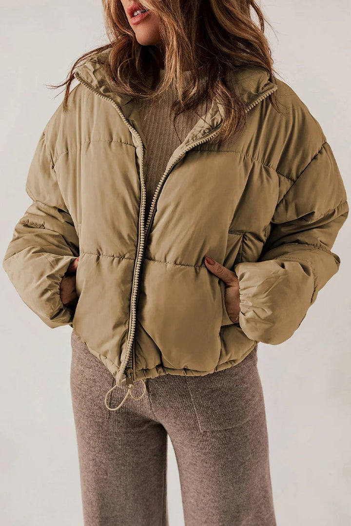 Doudoune courte femme – veste matelassée chaude avec fermeture zippée