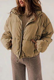 Doudoune courte femme – veste matelassée chaude avec fermeture zippée