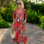 Robe d’été midi femme – Coupe fluide avec manches courtes et poches