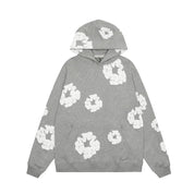 Sweat à capuche noir à imprimé fleuri – Unisexe, confortable et tendance