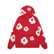 Hoodie unisexe noir imprimé fleurs – style casual & confort