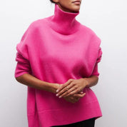 Pull col roulé femme — maille chaude à coupe loose tendance
