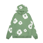 Hoodie unisexe noir imprimé fleurs – style casual & confort