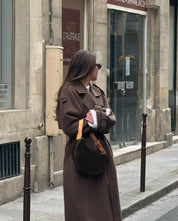 Manteau femme Grace – trench long en laine avec ceinture & double boutonnage élégant