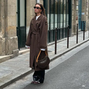 Manteau femme Grace – trench long en laine avec ceinture & double boutonnage élégant