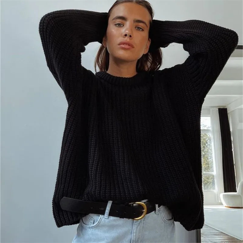 Pull tricot Élodie femme – style cosy à coupe droite & col rond