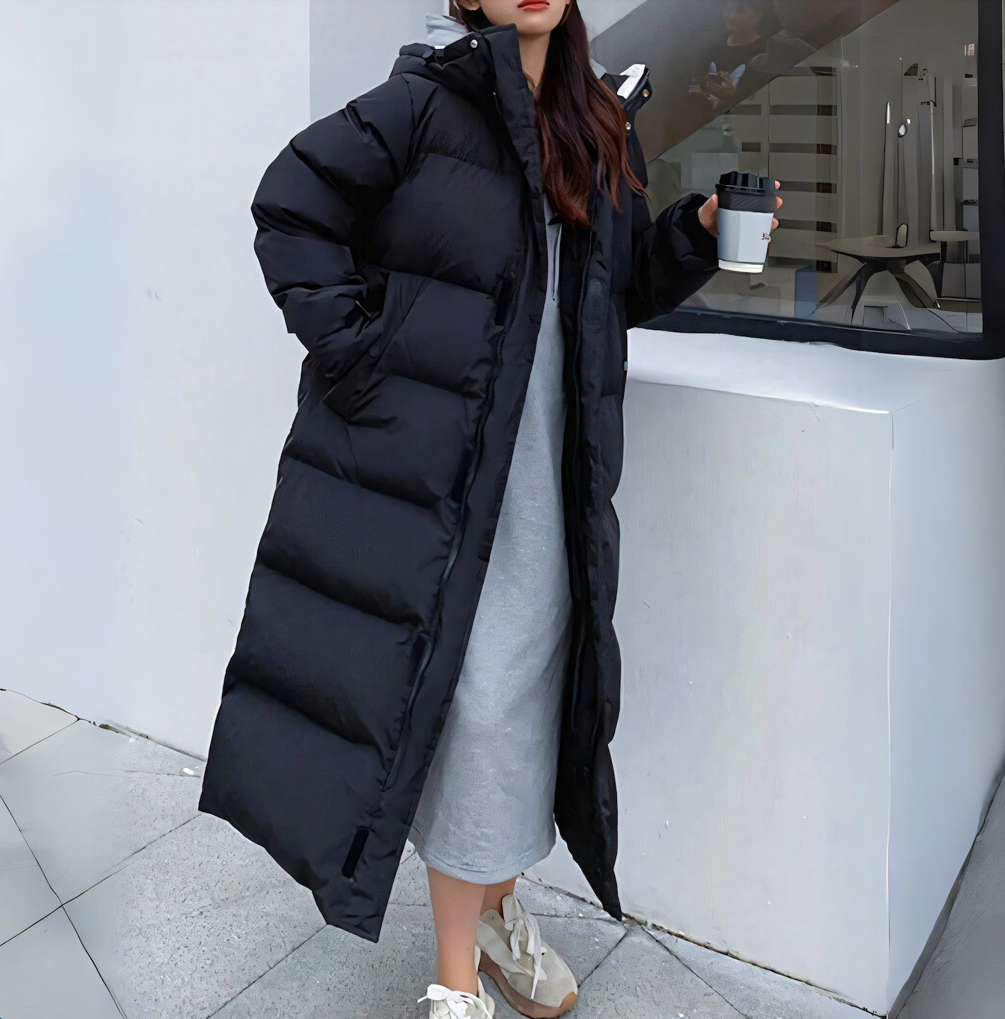 Manteau d’hiver long femme – doudoune chaude avec capuche & isolation jusqu’à -20°C