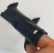 Bottes femme Zohra – bottes hautes à revers & talon bloc 8,5 cm au style chic et moderne
