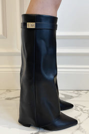 Bottes femme Zohra – bottes hautes à revers & talon bloc 8,5 cm au style chic et moderne