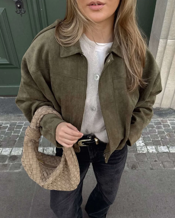 veste femme suède oversize – manteau city chic à doublure douce