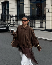 veste femme suède oversize – manteau city chic à doublure douce