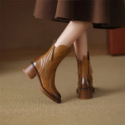 Bottines femme en cuir – élégantes bottines à talon avec fermeture zippée