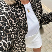 Blouson femme Leo – bomber léopard tendance avec fermeture zippée & coupe confortable