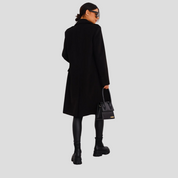 Manteau femme double boutonnage – manteau chaud en laine mélangée avec col à revers classique