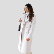 Manteau femme double boutonnage – manteau chaud en laine mélangée avec col à revers classique