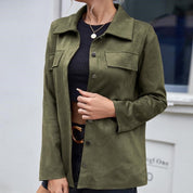 Vero | Manteau femme en suède – Long, élégant & parfait pour l’automne