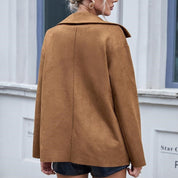 Vero | Manteau femme en suède – Long, élégant & parfait pour l’automne