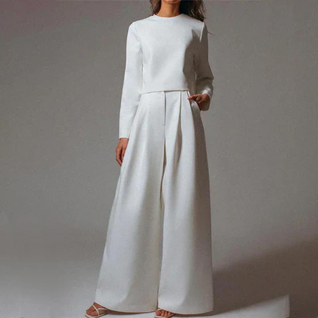 Ensemble chic femme deux-pièces — top structuré & pantalon droit élégant