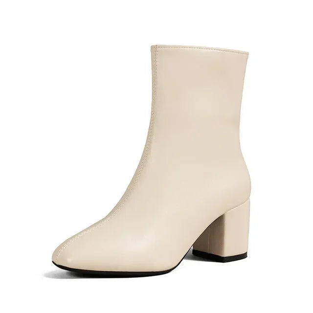 Bottines femme élégantes – bottines à talon moyen avec zip latéral & tige extensible