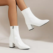 Bottines femme élégantes – bottines à talon moyen avec zip latéral & tige extensible