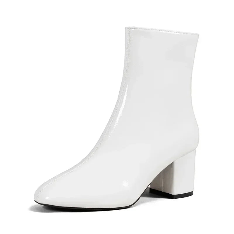 Bottines femme élégantes – bottines à talon moyen avec zip latéral & tige extensible