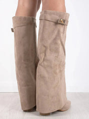 Bottes femme Zohra – bottes hautes à revers & talon bloc 8,5 cm au style chic et moderne