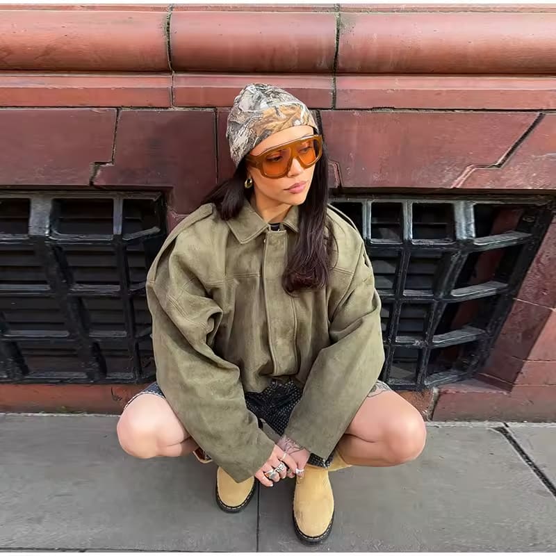 veste femme suède oversize – manteau city chic à doublure douce