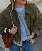 veste femme suède oversize – manteau city chic à doublure douce