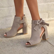 Romee | Bottines nouées chic – Talon bloc élégant & ouverture avant