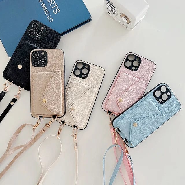 Étui téléphone femme en cuir – pochette crossbody avec porte-cartes & bandoulière amovible