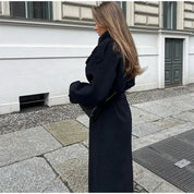 Manteau femme Inka – long manteau oversize en laine mélangée à double boutonnage