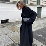 Manteau femme Inka – long manteau oversize en laine mélangée à double boutonnage