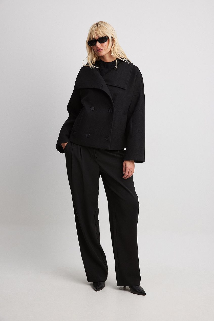 Veste courte oversize Elise — manteau double-boutonnage en laine fashion