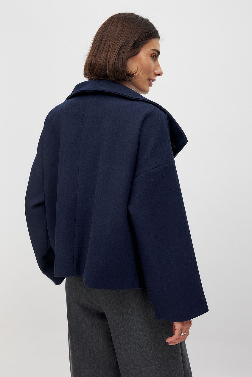 Veste courte oversize Elise — manteau double-boutonnage en laine fashion