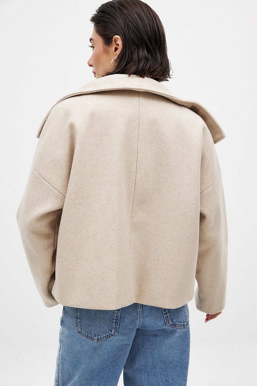 Veste courte oversize Elise — manteau double-boutonnage en laine fashion