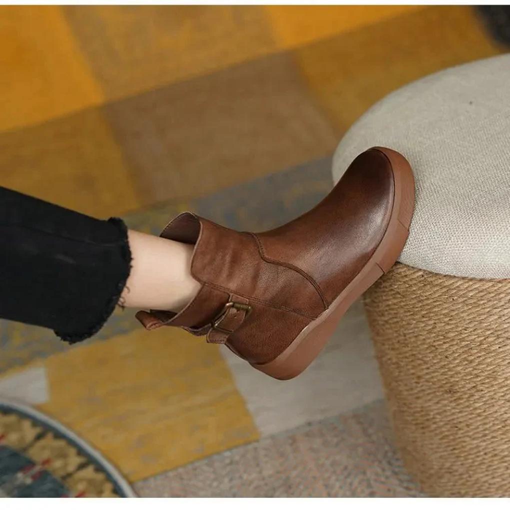 Bottines vintage femme — à talon bloc bas & bout rond rétro