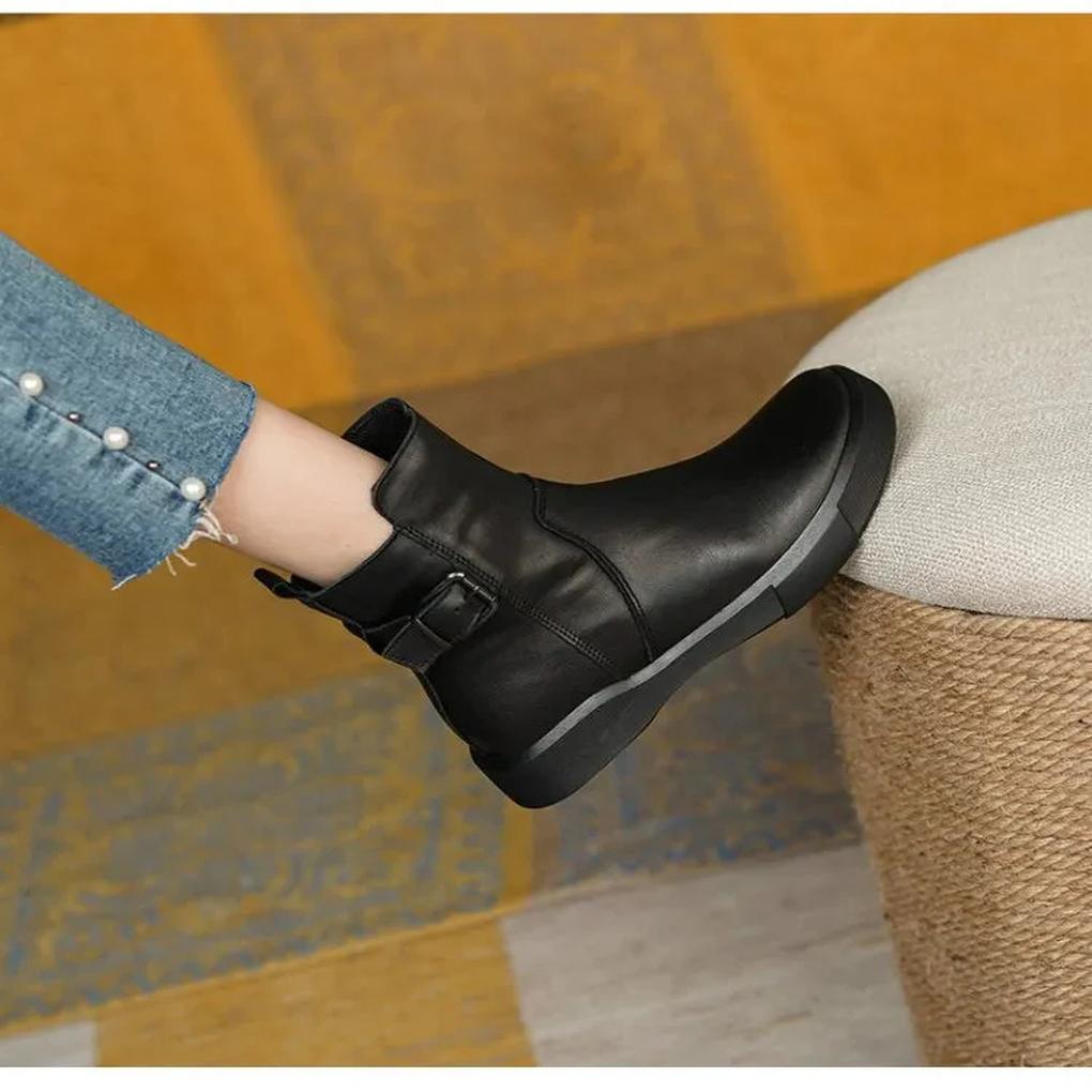 Bottines vintage femme — à talon bloc bas & bout rond rétro