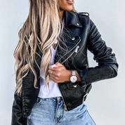 Veste en cuir femme Eva – blouson ajusté avec col montant & doublure chaude